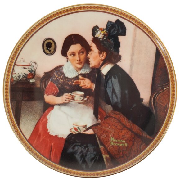 Vintage Norman Rockwell Collector Plate "Gossiping in the Alcove" 1983 - Picture 1 of 6